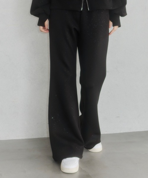 Lallana（ララーナ） スウェットパンツ ジャージ Lame coco flare