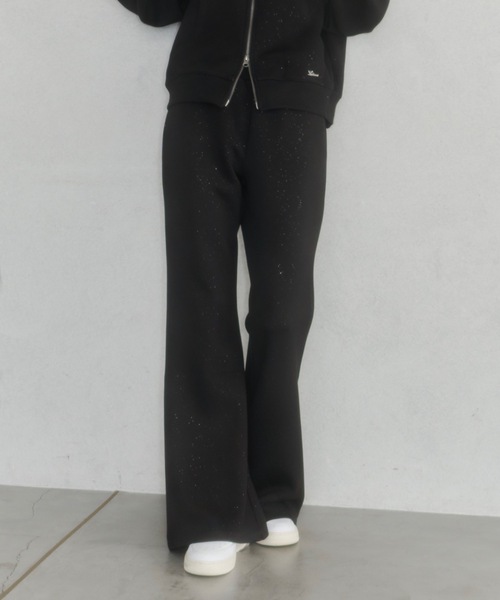 Lallana（ララーナ） スウェットパンツ ジャージ Lame coco flare