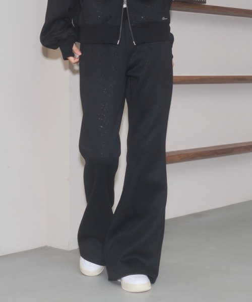 Lallana（ララーナ） スウェットパンツ ジャージ Lame coco flare