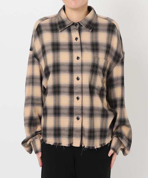 AP STUDIO チェックシャツ　ベージュ　サイズ38 AP STUDIO ブラウス シャツ クロップドチェックシャツ レディース