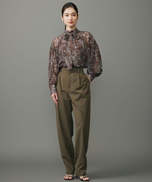 自由区（ジユウク） ブラウス シャツ ペイズリープリントボウタイ