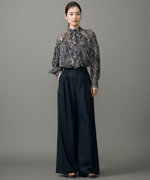 自由区（ジユウク） ブラウス シャツ ペイズリープリントボウタイ