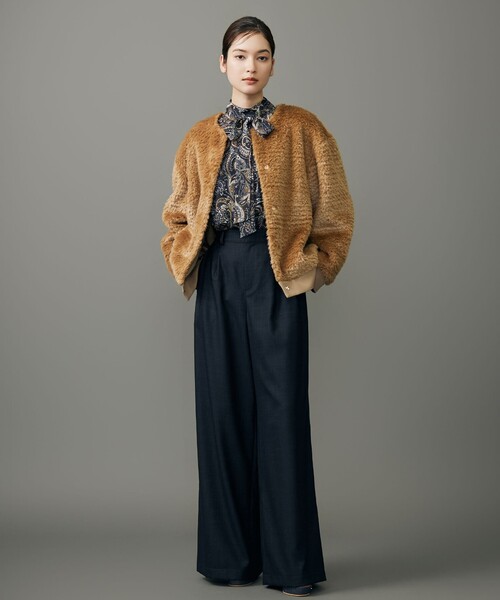 自由区（ジユウク） ブラウス シャツ ペイズリープリントボウタイ