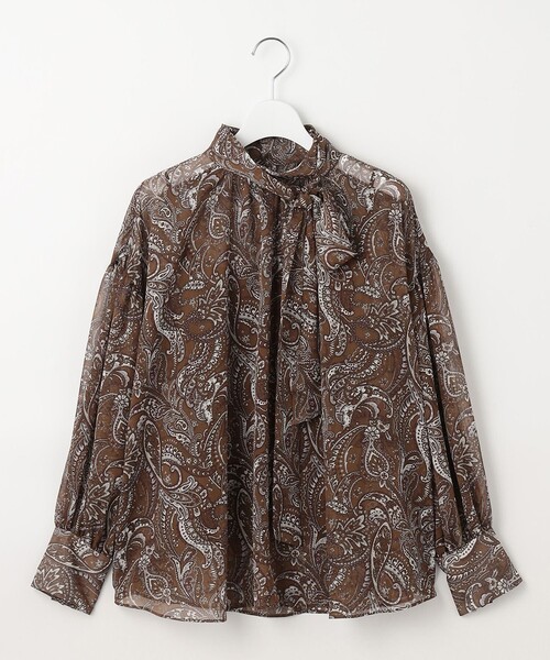自由区（ジユウク） ブラウス シャツ ペイズリープリントボウタイ