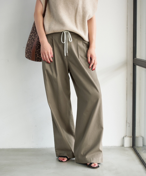Spick&Spanコットンレーヨンドロストフレアパンツ 新品タグ付 Spick & Span｜《追加予約》コットンレーヨンドロストフレア