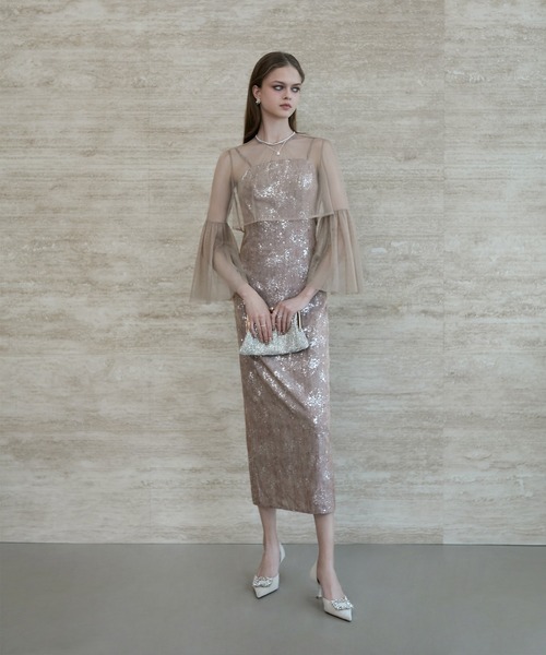 お値下げ中‼️leja ドレス　パーティードレス Leja（レジャ） ドレス 「LEJA」美脚効果ハイウエストチュールレース