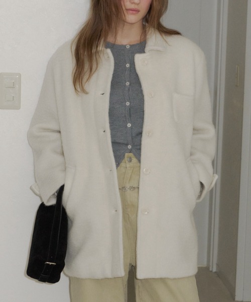 giunon ラウンドカラーウールコート　グレー セール】round collar wool coat / ラウンドカラーウールコート