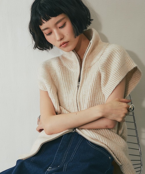 ベスト ジレ ダブルジッパーニットベスト レディース : ZOZOTOWN Yahoo