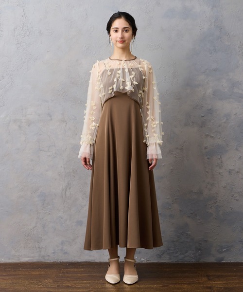 AIMER（エメ） ドレス 3Dフラワー刺繍ボリュームスリーブブラウス