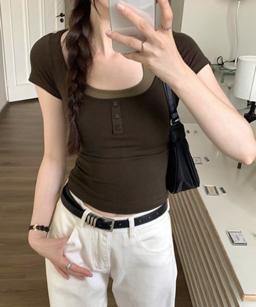 [lilful] короткий рукав футболка L черный женский 