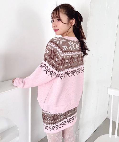 Loueme ワンピース リボンノルディックニットセットアップ「2点SET