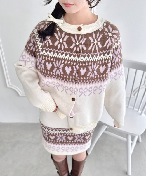 Loueme ワンピース リボンノルディックニットセットアップ「2点SET