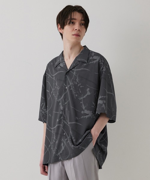 「JUNRED」 半袖シャツ M チャコールグレー メンズ_画像3