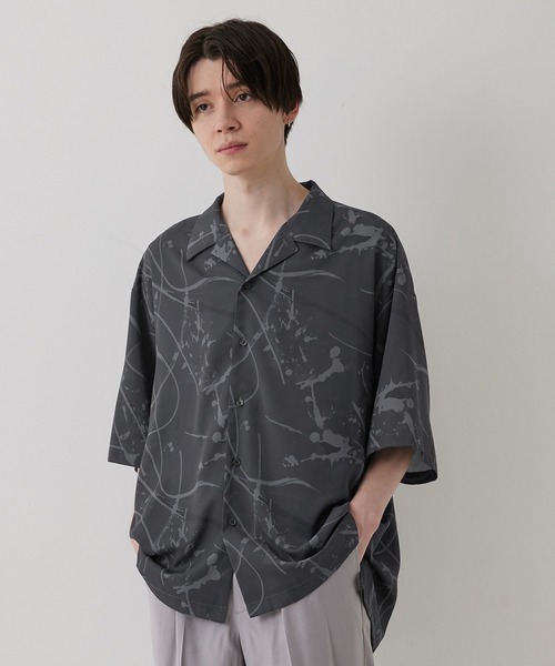 「JUNRED」 半袖シャツ M チャコールグレー メンズ_画像6