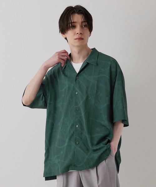「JUNRED」 半袖シャツ M チャコールグレー メンズ_画像8