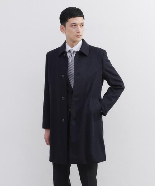 最終価格ハイクオリティーカシミヤ100 % ブラック ステンカラーコート　メンズ スーツのアウトレット工場 ステンカラーコート メンズ コート カシミヤ