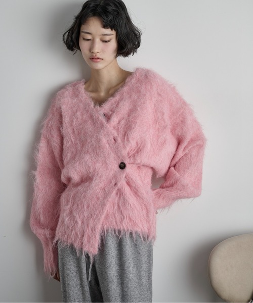 【フレイアイディー】2wayブラッシュシャギーカーディガン　ピンク セール】2wayブラッシュシャギーカーディガン（カーディガン/ボレロ