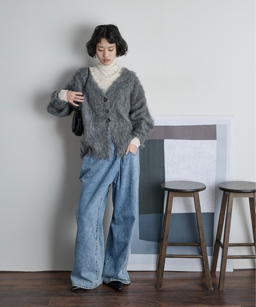 THE Yon カーディガン 「サステナブル」2WAYブラッシュドシャギー