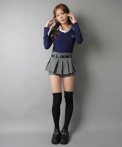 SPINNS（スピンズ） スカート 美脚盛れワンホンレイヤード風プリーツ