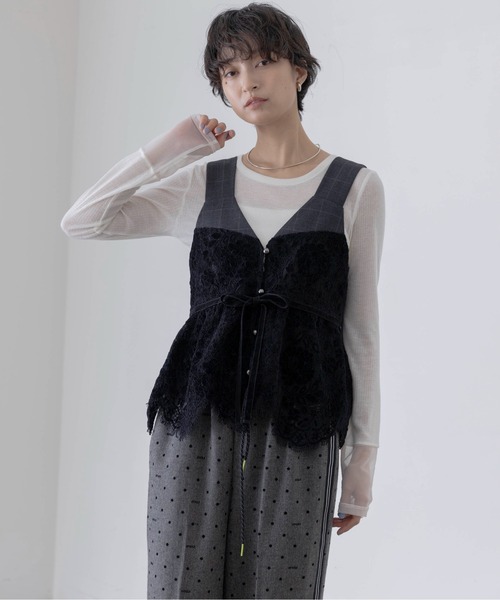 エイミーロウ　ベロアレース ペプラムビスチェキャミソール ベロアレース ペプラムビスチェキャミソール Eimee Law│Eimee Law
