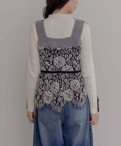 エイミーロウ　ベロアレース ペプラムビスチェキャミソール Eimee Law（エイミーロウ） キャミソール ベロアレース ペプラム