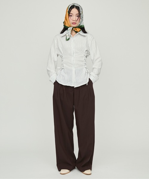 NUJOH ブラウス シャツ Stripe Corset Shirt / ストライプコルセット