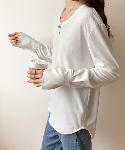 「meJane」 長袖カットソー FREE ホワイト レディース_画像3