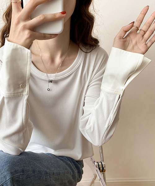 「meJane」 長袖カットソー FREE ホワイト レディース_画像6