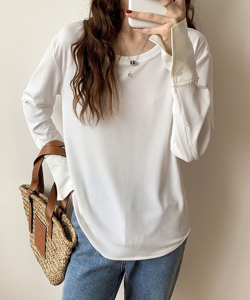 「meJane」 長袖カットソー FREE ホワイト レディース_画像8