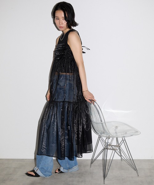 「leimn」 キャミソールワンピース M サックスブルー レディース_画像3