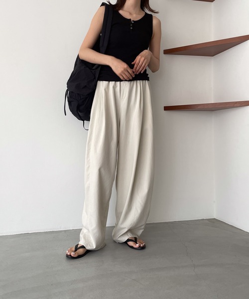「CANAL JEAN」 イージーパンツ ONE SIZE モカ レディース_画像7