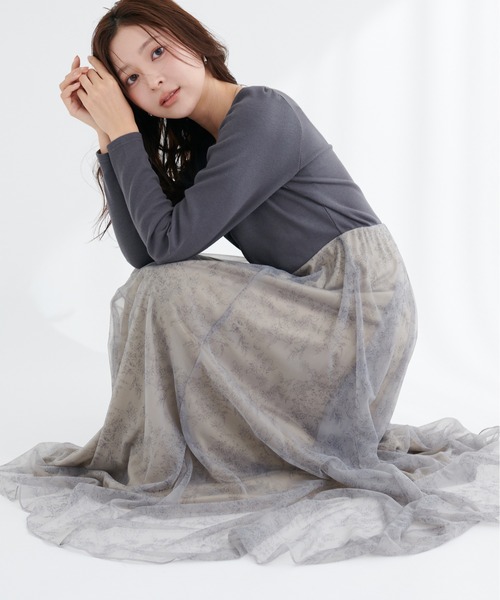 natural couture ワンピース 花柄チュールワンピース : ZOZOTOWN Yahoo
