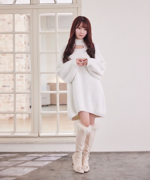 Rose Muse（ロゼミューズ） ワンピース Decollete open knit o/p