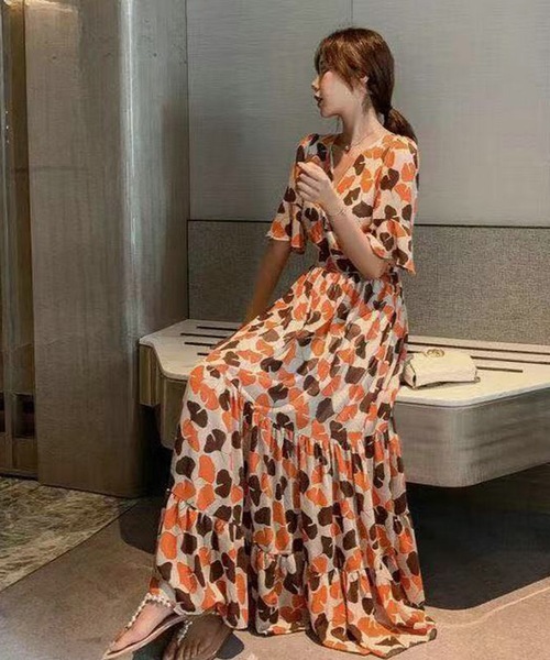 「LUGG NAGG」 半袖ワンピース M グリーン レディース_画像5