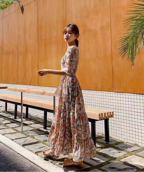 「LUGG NAGG」 半袖ワンピース M グリーン レディース_画像9
