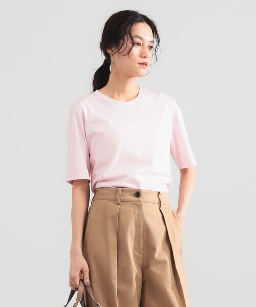 Tシャツ(半袖/袖なし) Demi-Luxe BEAMS - JOIEVE sheer creamy t-shirts PINK Demi-Luxe BEAMS（デミルクス ビームス） tシャツ 半袖 スムース