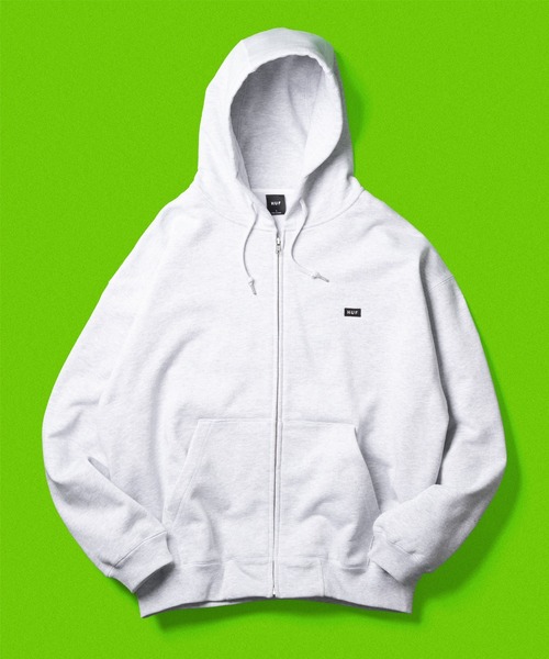HUF ジップアップパーカー ウォッシュ加工 グレー HUF（ハフ） ジップアップパーカー MEDIUM アッシュグレー メンズ