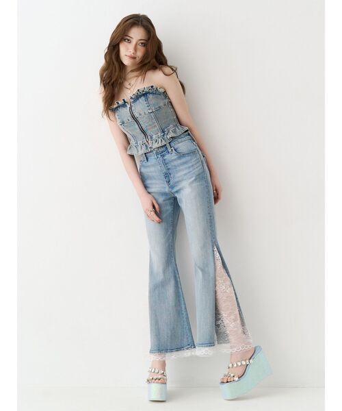 サンダル 厚底ビジュープラットフォームサンダル レディースの画像