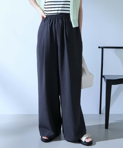 Aunely ワイドパンツ パンツ 「Aunely」すぐサラ リネンタッチ