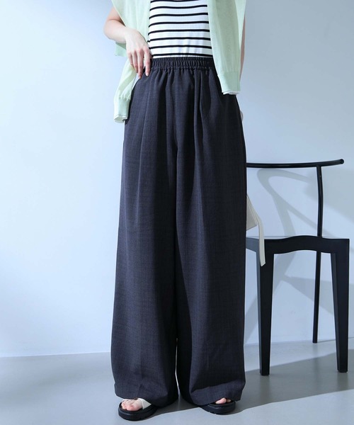 Aunely ワイドパンツ パンツ 「Aunely」すぐサラ リネンタッチ