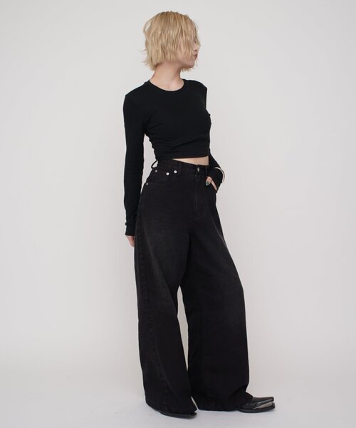 「Lui's」 デニムパンツ S グレー レディース_6