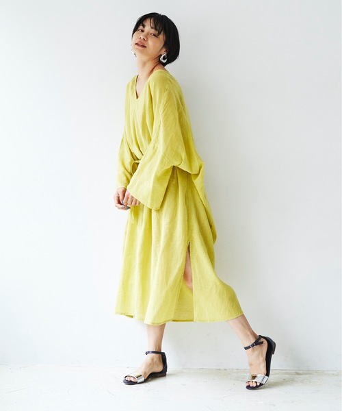「AIC.」 長袖ワンピース MEDIUM ブラック レディース_画像3