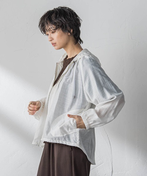25SS メイソングレイ リネン 麻 100% シアー ノーカラー ブルゾン 白 MAYSON GREY（メイソングレイ） ブルゾン アウター 「40周年限定