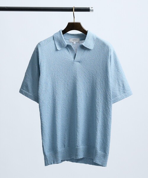 ABAHOUSE GRAY ポロシャツ ブークレー スキッパーポロシャツ メンズ