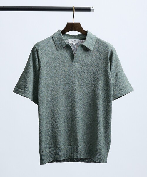 ABAHOUSE GRAY ポロシャツ 半袖 ブークレー スキッパーポロシャツ