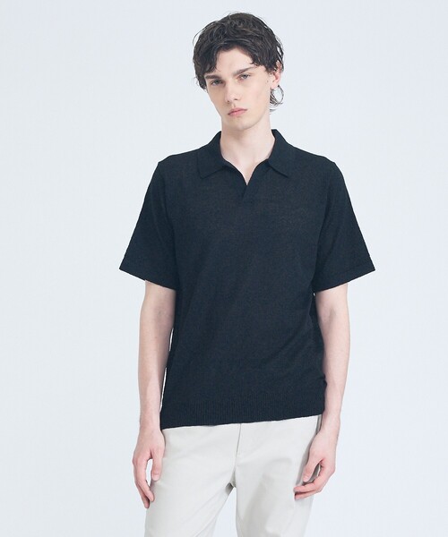 ABAHOUSE GRAY ポロシャツ ブークレー スキッパーポロシャツ メンズ