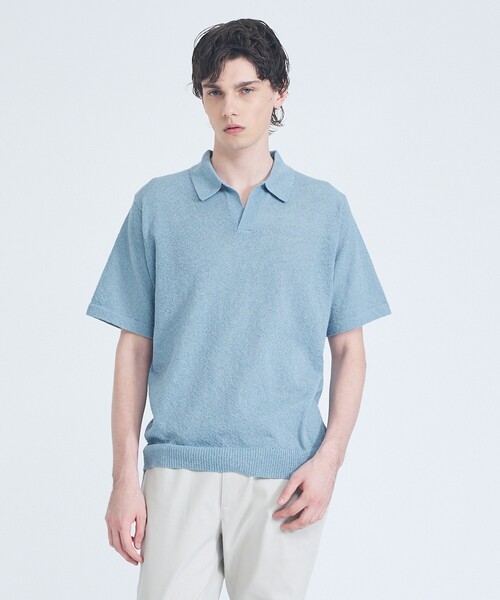 ABAHOUSE GRAY ポロシャツ ブークレー スキッパーポロシャツ メンズ