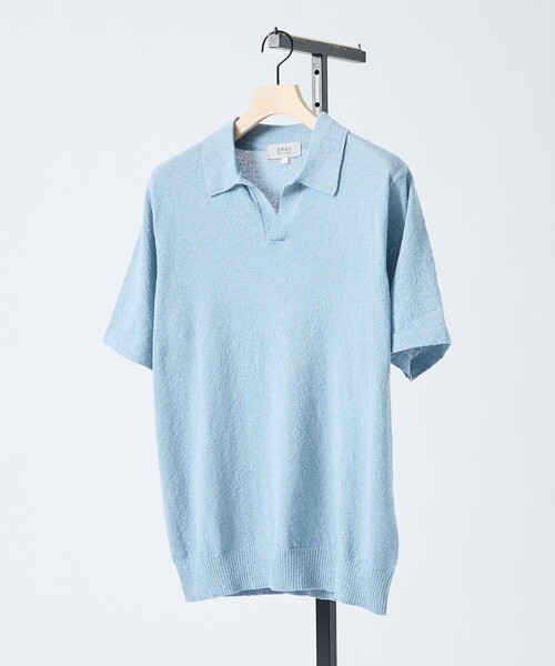 ABAHOUSE GRAY ポロシャツ 半袖 ブークレー スキッパーポロシャツ