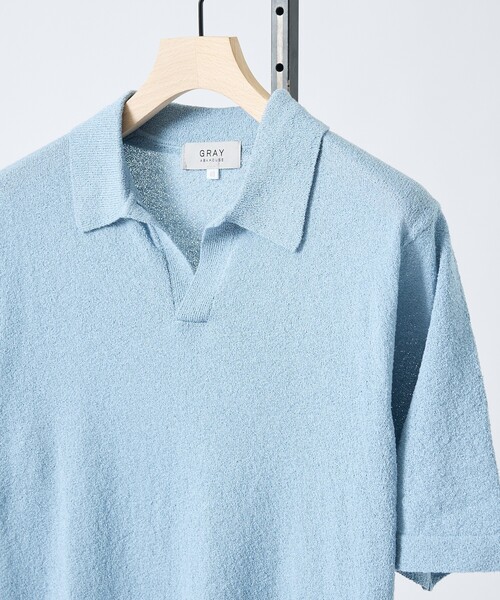 ABAHOUSE GRAY ポロシャツ ブークレー スキッパーポロシャツ メンズ