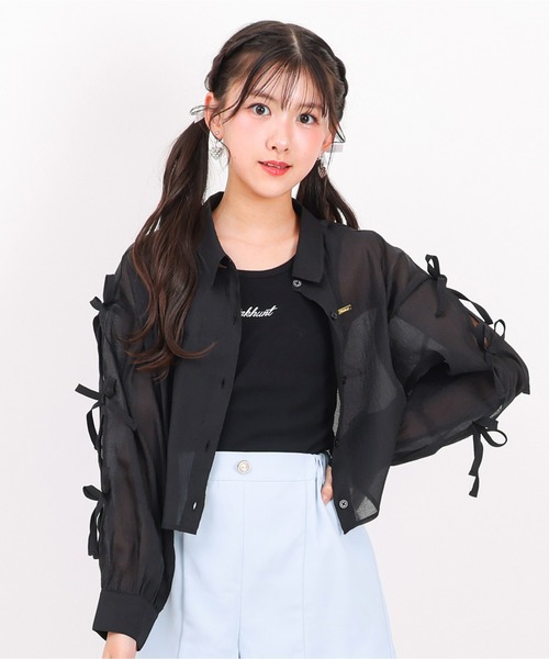 PINKHUNT（ピンクハント） ブラウス シャツ タンクトップ付き袖リボン